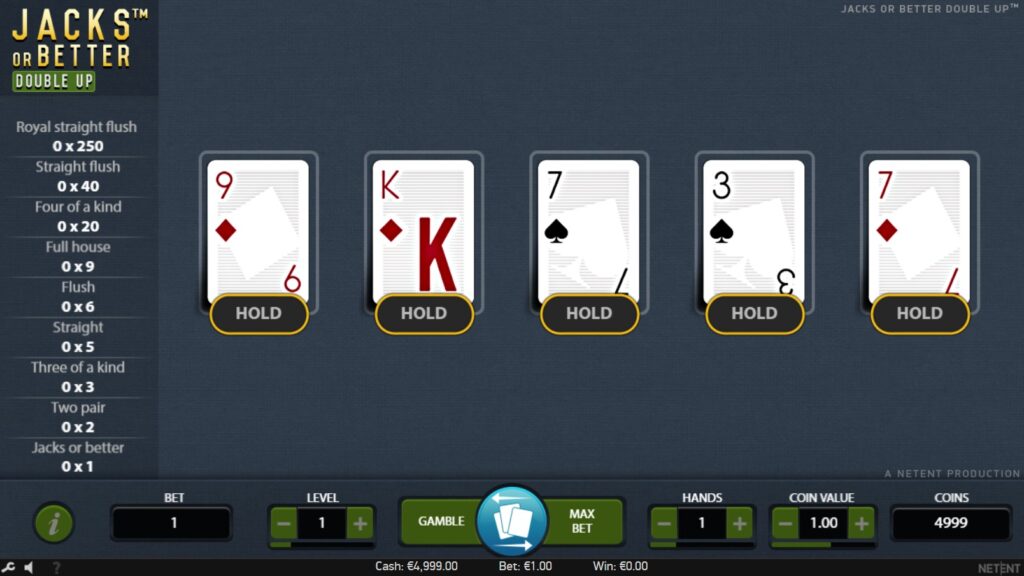 Jacks or Better Double Up